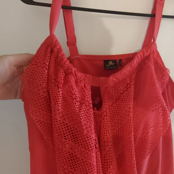 Sea Red Ruffle Keyhole Swim Top - Picture 3 of 9